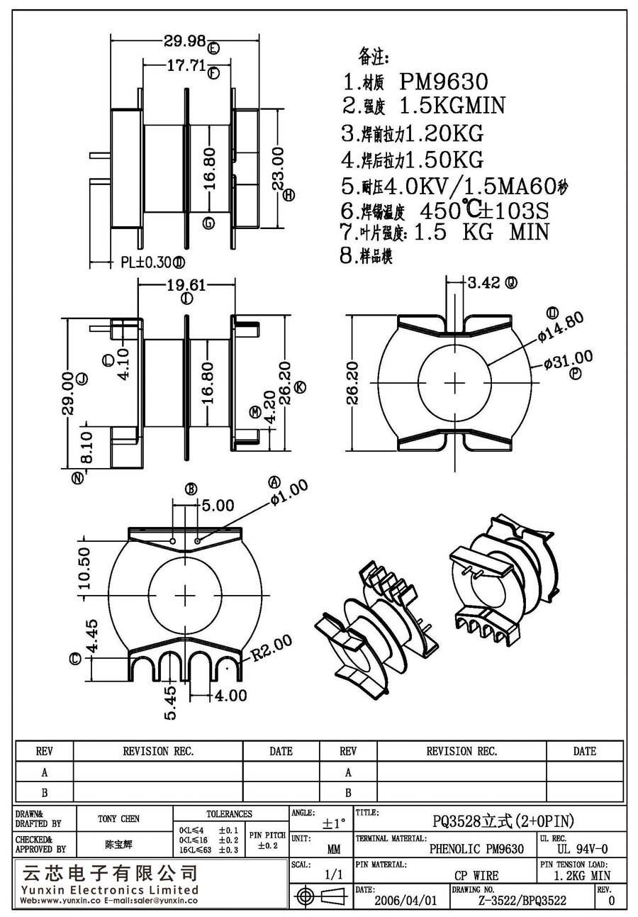 Z-3522/PQ3528卧式(2+0PIN)