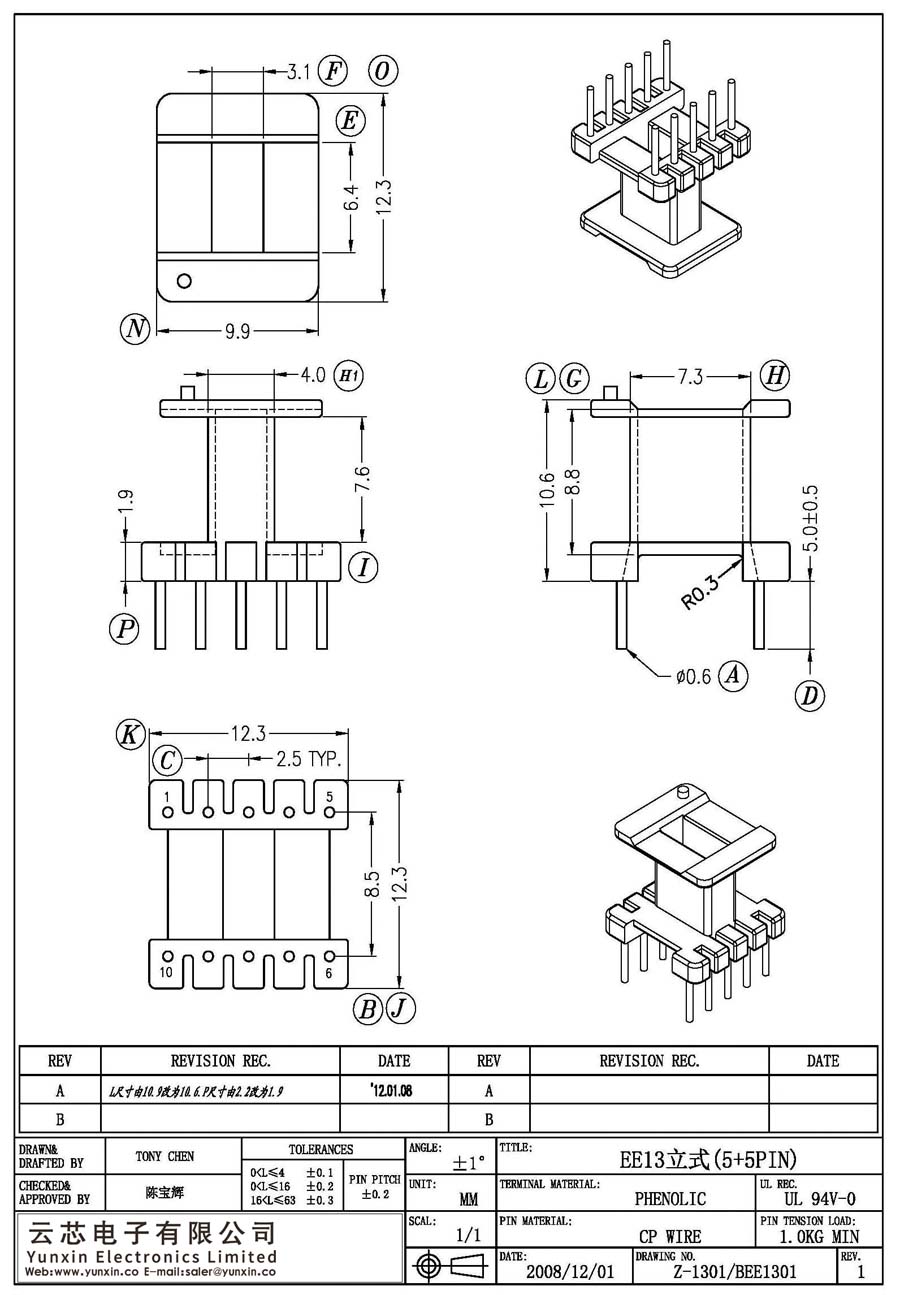 Z-1301/EE13立式(5+5PIN)